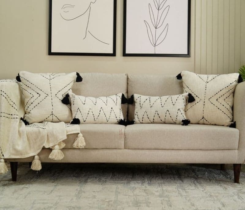Image 4 for Alessia White Hand Work Cotton Cushion Covers - Set of 2