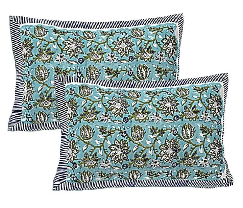 Image 3 for Esmeralda Pure Cotton Hand Block Printed Queen Size Bedsheet With 2 Pillow covers