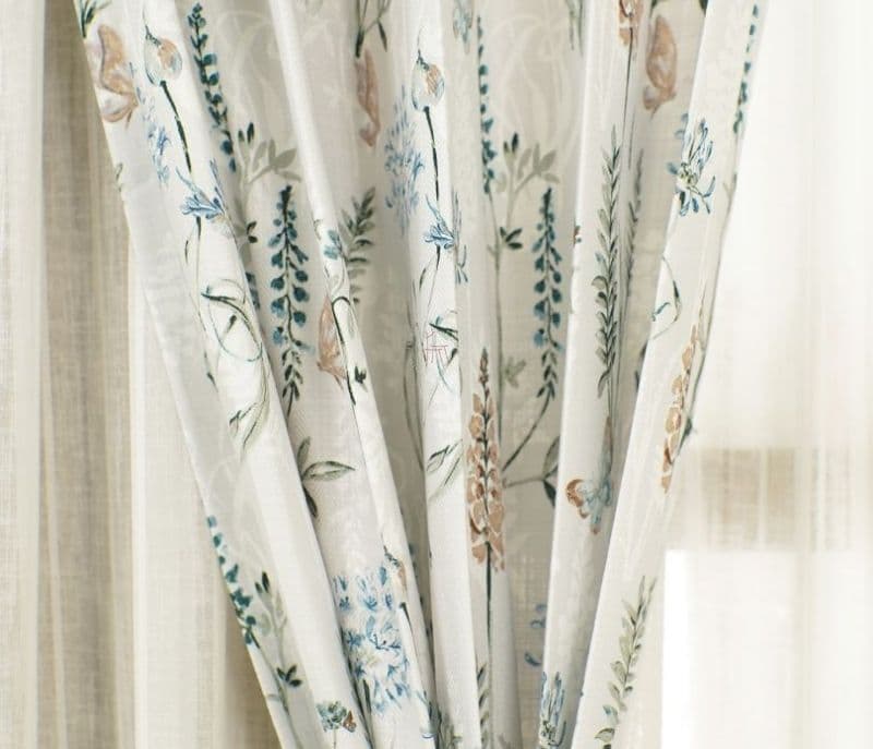 Image 10 for Zoe Botanic Mist Floral Print Light-Filtering Long Door Curtain Set of 2