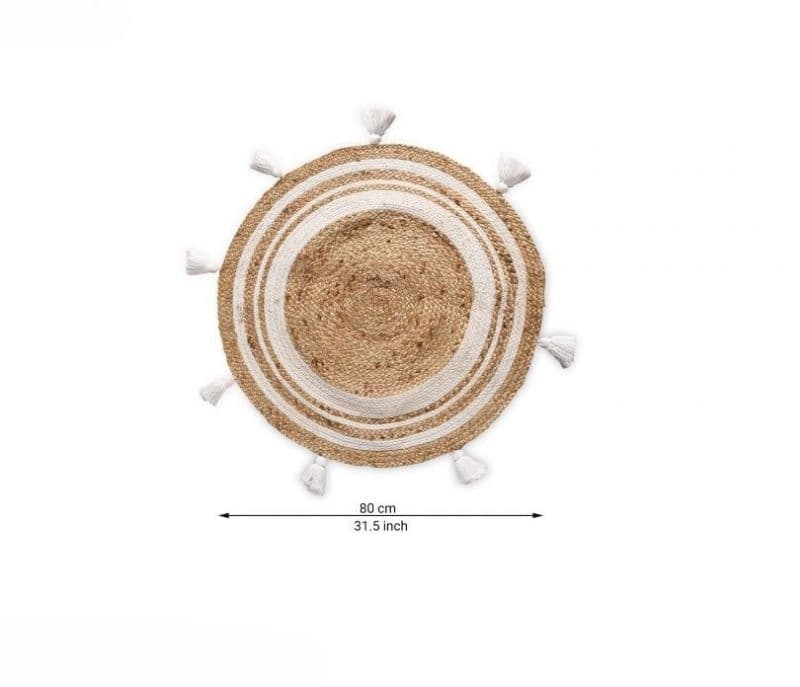 Image 5 for Sadie Hand Woven Symmetric Circles Round Rug with Tassels
