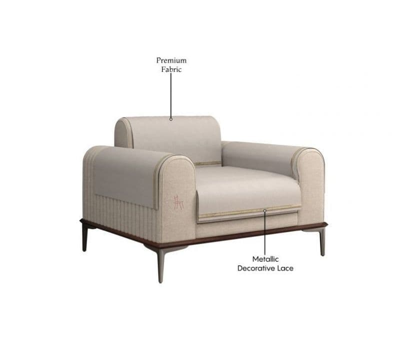 Image 5 for Eleanor 1 Seater Premium Sofa Cover with Shimmer Lace - Set of 4 (Cashew White)