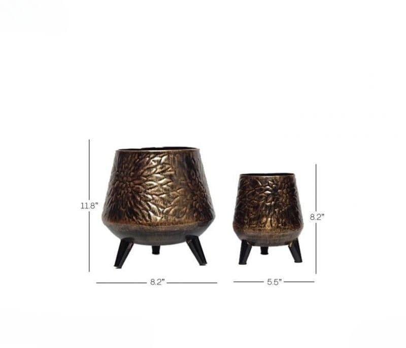 Image 6 for Ophelia Metal Dark Charcoal Planter Pot with Stand