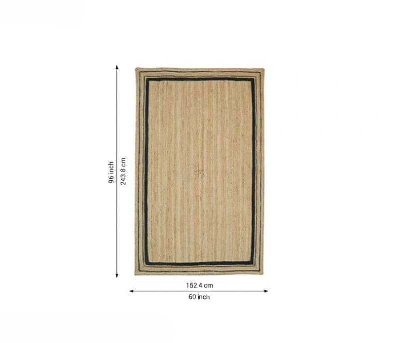 Image 7 for Jasmine Black Bordered Hand Tufted Natural Braided Jute Carpet For Living Room and Bedroom