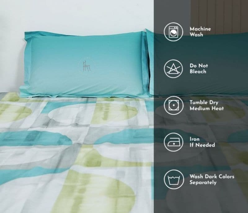 Image 6 for Sabrina Circle 180 TC Flat Pure Cotton King Size Bedsheet With 2 Pillow Covers