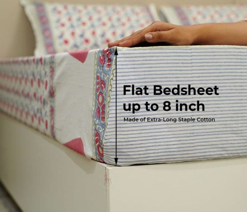 Image 4 for Azalea 300TC Double Bed Sheet - Bloom Shay Cotton Bedsheet King Size With 2 Pillow Cover