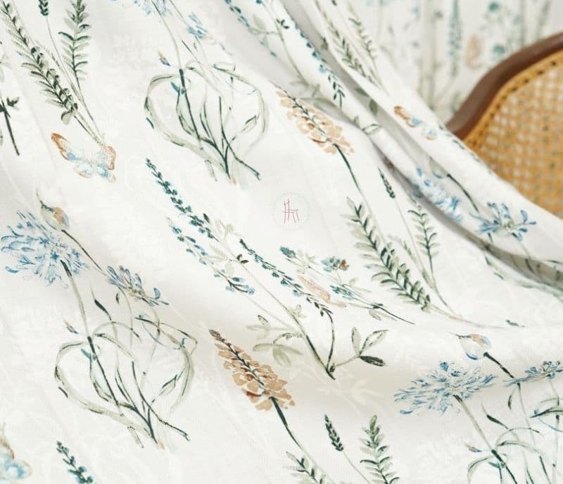 Image 5 for Zoe Botanic Mist Floral Print Light-Filtering Long Door Curtain Set of 2