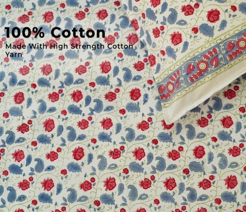 Image 4 for Kalani 200 TC Double Bed Sheet - Bloom Shay Cotton Bedsheet King Size With 2 Pillow Cover