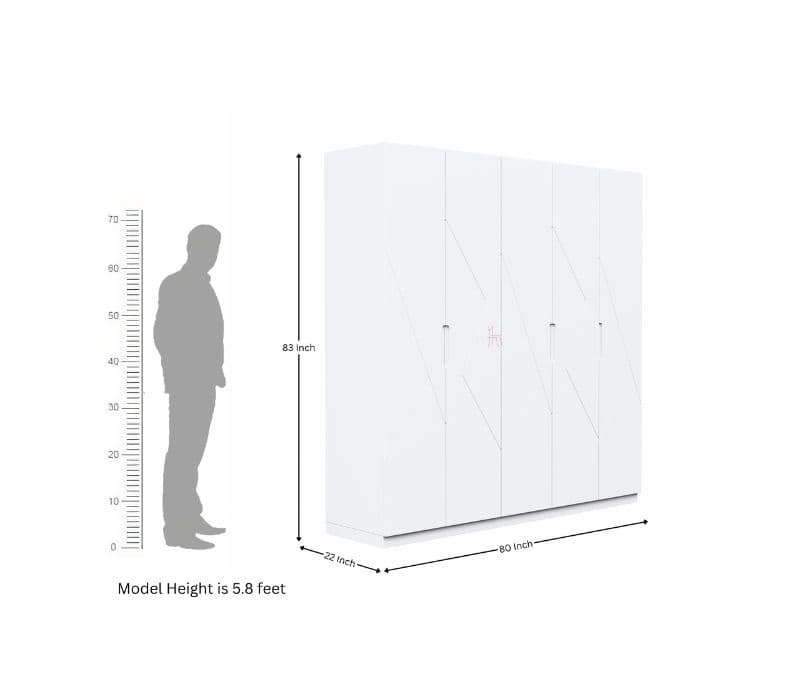 Image 5 for Lumina Engineered Wood Five Door Wardrobe