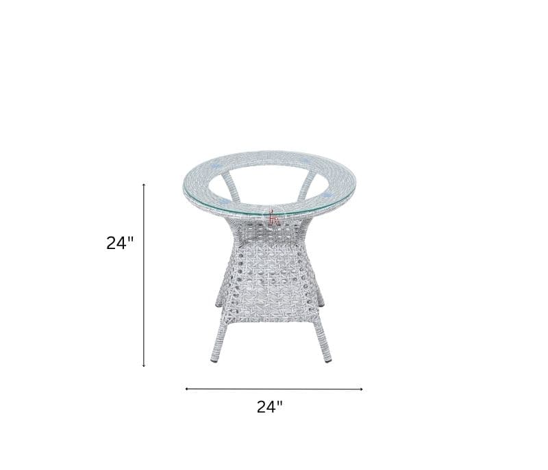 Image 4 for Eloise White And Wicker Outdoor Table