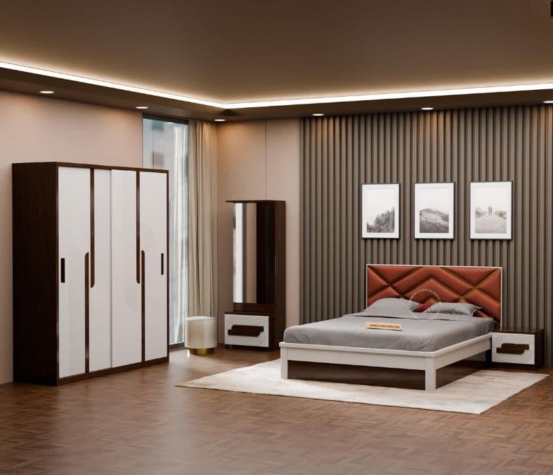 Image 1 for 18005 Bedroom Set King Size 72x78 With Hydraulic Storage + Dresser + 2 Bed Side Table + 4 Door Sliding Wardrobe (WF OTD)