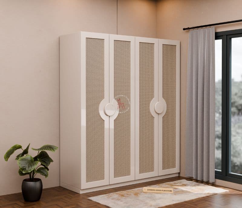 Zenith Engineered Wood Four Door Wardrobe