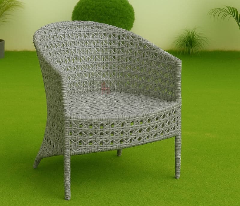 Eloise White And Wicker Outdoor Chair